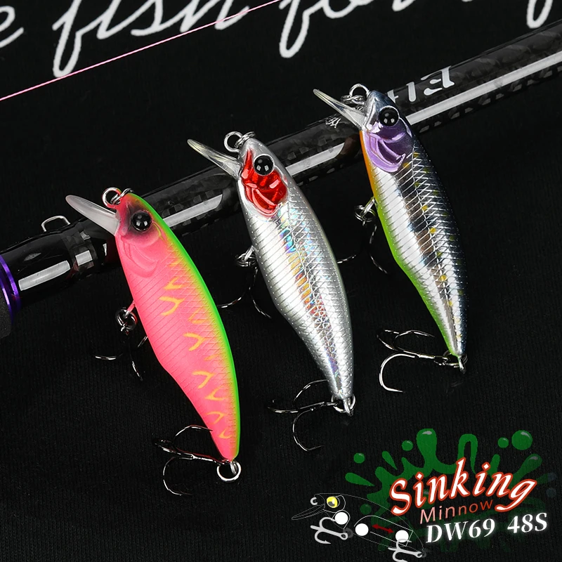 

TSURINOYA DW69 Fishing Lure 48mm 3.3g Small Sinking Minnow Jerkbait Hard Lure Fishing Wobbler Bass Crankbait Trout Lure