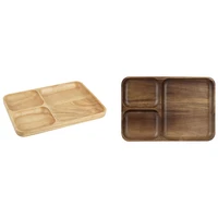 new creative 3 slots wooden snacks plate household modern style wood fruits plate multi function dried fruit storage tray