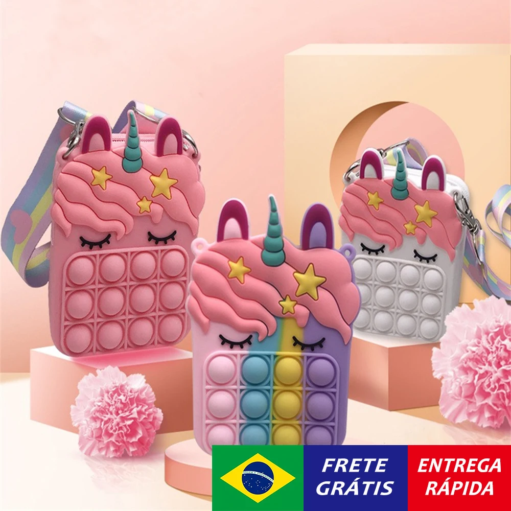 

Fashion Push Bubbles Squeeze Toy Rainbow Fruit Kawaii Coin Purse Children Wallet Ladies Messenger Bag Silicone Fidget Toy Gifts