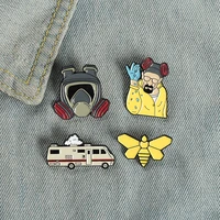 wholesale cartoon image enamel lapel pins hornets mask sprinkle with spray brooch station wagon badge gift for women fans friend