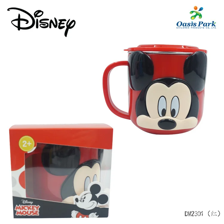 Disney-taza de agua para ni&ntilde;os, con dibujos animados de acero inoxidable 3D vaso de agua, vajilla para ni&ntilde;os, antica&iacute;da-0