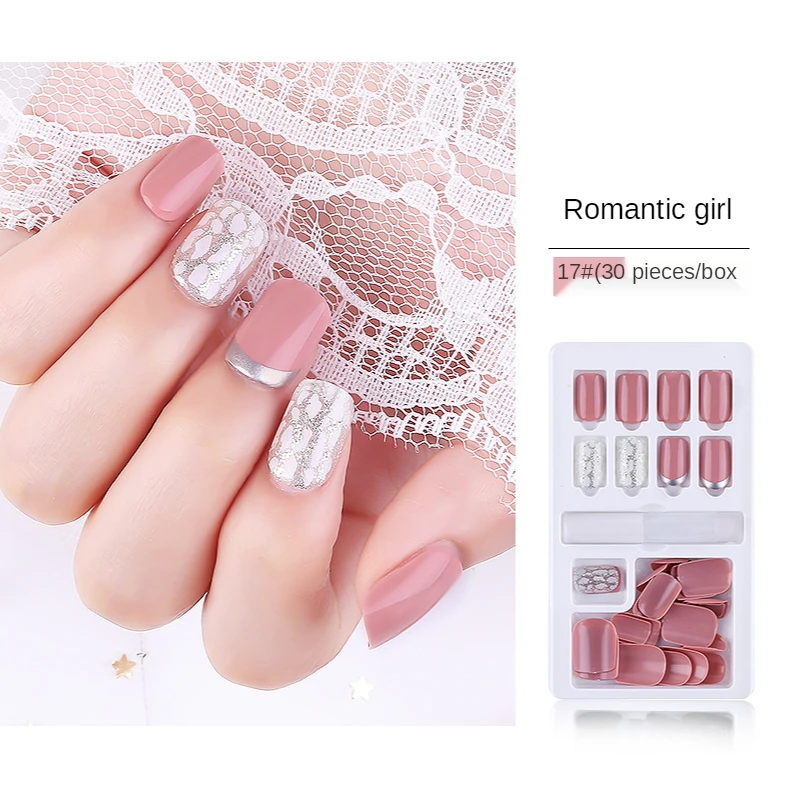 

TXD Color False Nails 30 Pcs/set of Removable and Reusable False Nail Tips Press on The Nails and Cover with Nail Art Tools
