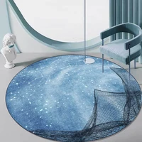 modern stylish blue constellation star line mountain living room bedroom hanging basket chair round mat carpetcustom size