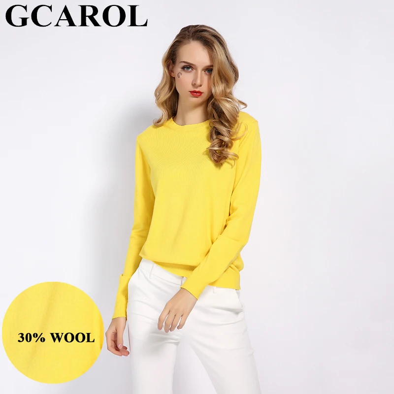 Фото Женский вязаный джемпер GCAROL яркий свитер из 30%-ной шерсти эластичный пуловер в Женский вязаный джемпер GCAROL яркий свитер из 30%-ной шерсти эластичный пуловер в