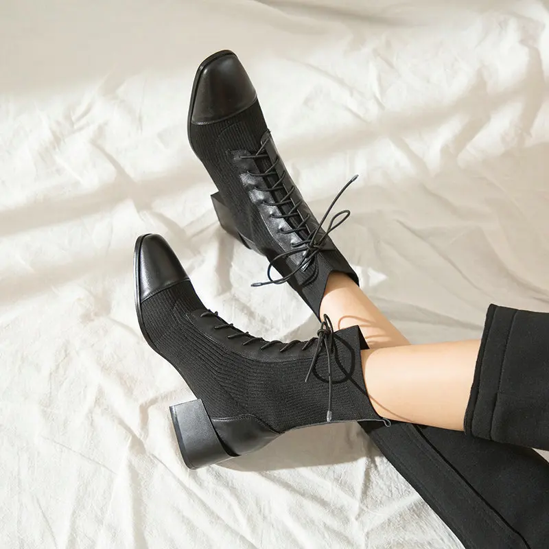 

2020 New Genuine Leather Motorcycle Women Boots New Night Club Shoes Woman Autumn Winter Punk Women Warm Ankle Boots