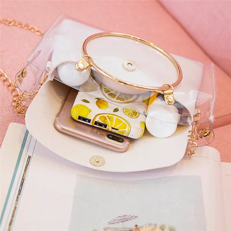 2 шт. женская прозрачная сумка желе из ПВХ на ремне|Сумки с ручками| |