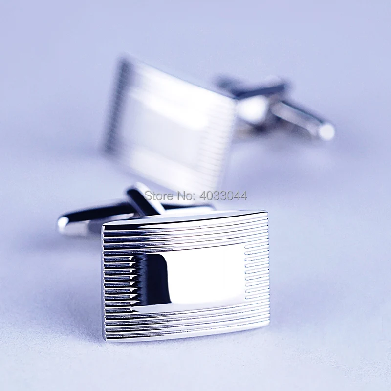 Запонки мужские прямоугольные с серебряным покрытием запонки для французской
