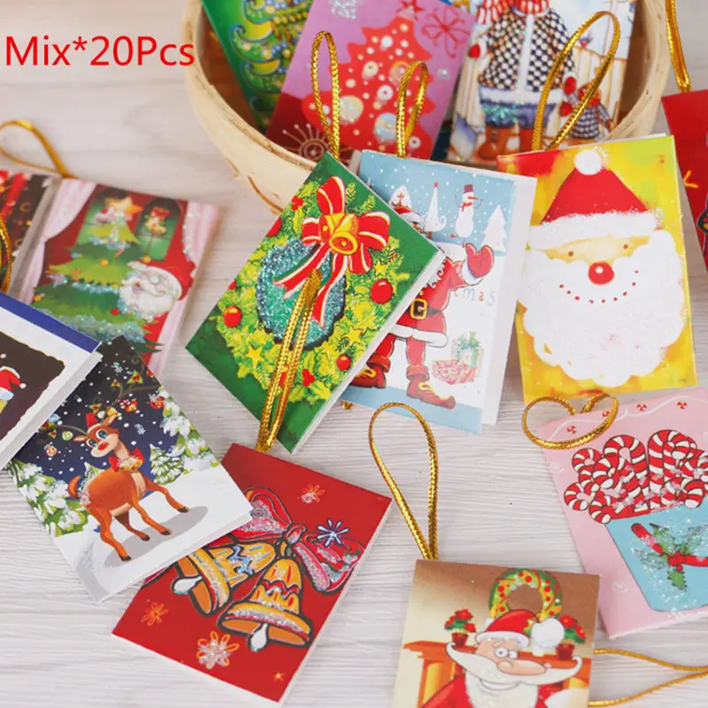 Mix-20Pcs 20шт Поздравительные открытки Рождественская елка украшения Рождественские открытки подвеска рождественские украшения год украшения - Цвет: Mix-20Pcs