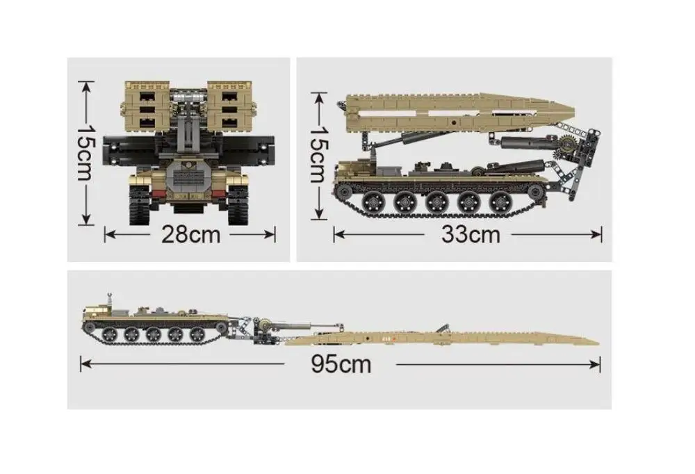 

KAZI 10006 WW2 Military Series The Type 84 Bridge Tank Model Building Blocks Set Classic Creator Education Toys For Children