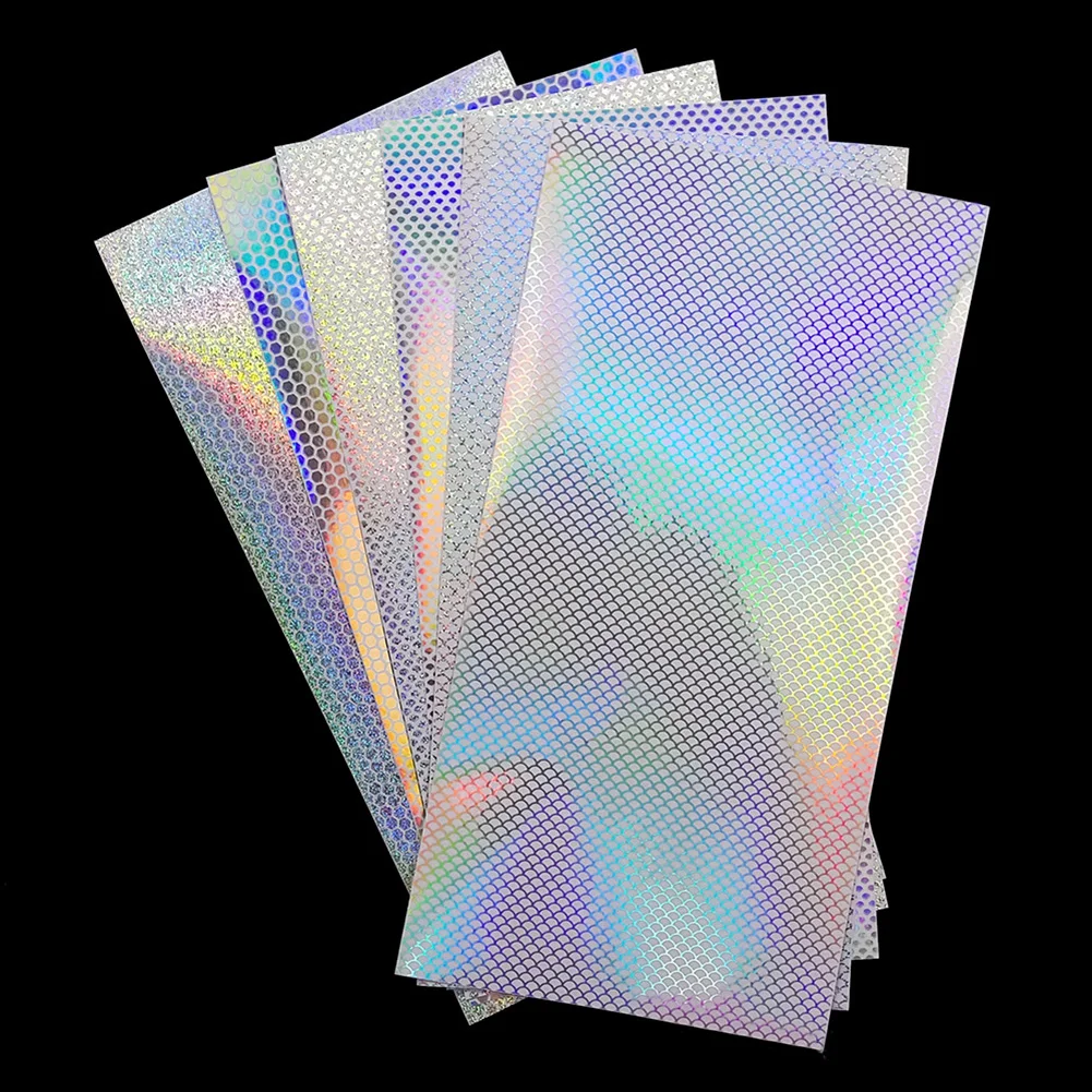

12pcs 20x10cm Bait Sticker 10pcs Silver Laser Adhesive Sticker Waterproof DIY Fish Skin Reflect Stickers For Fishing