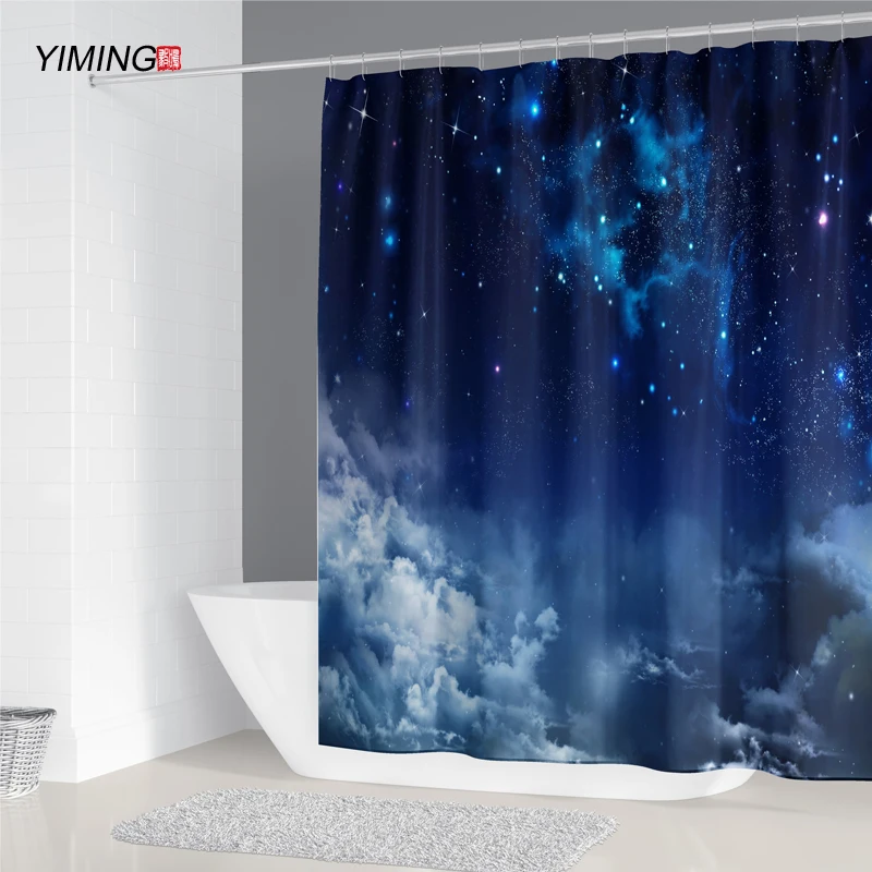 Голубая космическая галактика звездное небо Печать занавеска для душа плесень