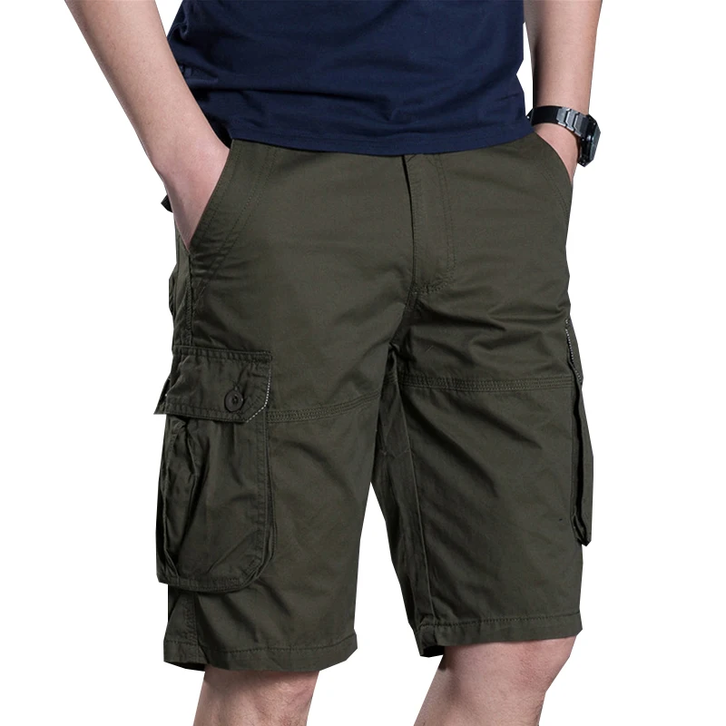 

2021 New Bottom Solid Outdoor Wear Shorts Mens Cargo Casual Shorts Work Chino Knee Length Cotton Short Summer Pants Overall