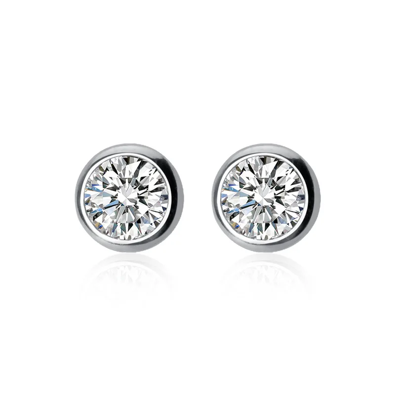 Silver Trustdavis 925 пробы серебряные крошечные ослепительные круглые CZ 4 мм 5 мм 6 мм серьги-гвоздики для женщин девочек детские серебряные 925 ювелирные изделия подарок DT55 - Окраска металла: Silver