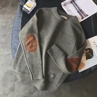 Плотный шерстяной свитер, Мужской пуловер, одежда сезона осень-зима 2022, винтажный джемпер с нашивками, мужские вязаные свитера