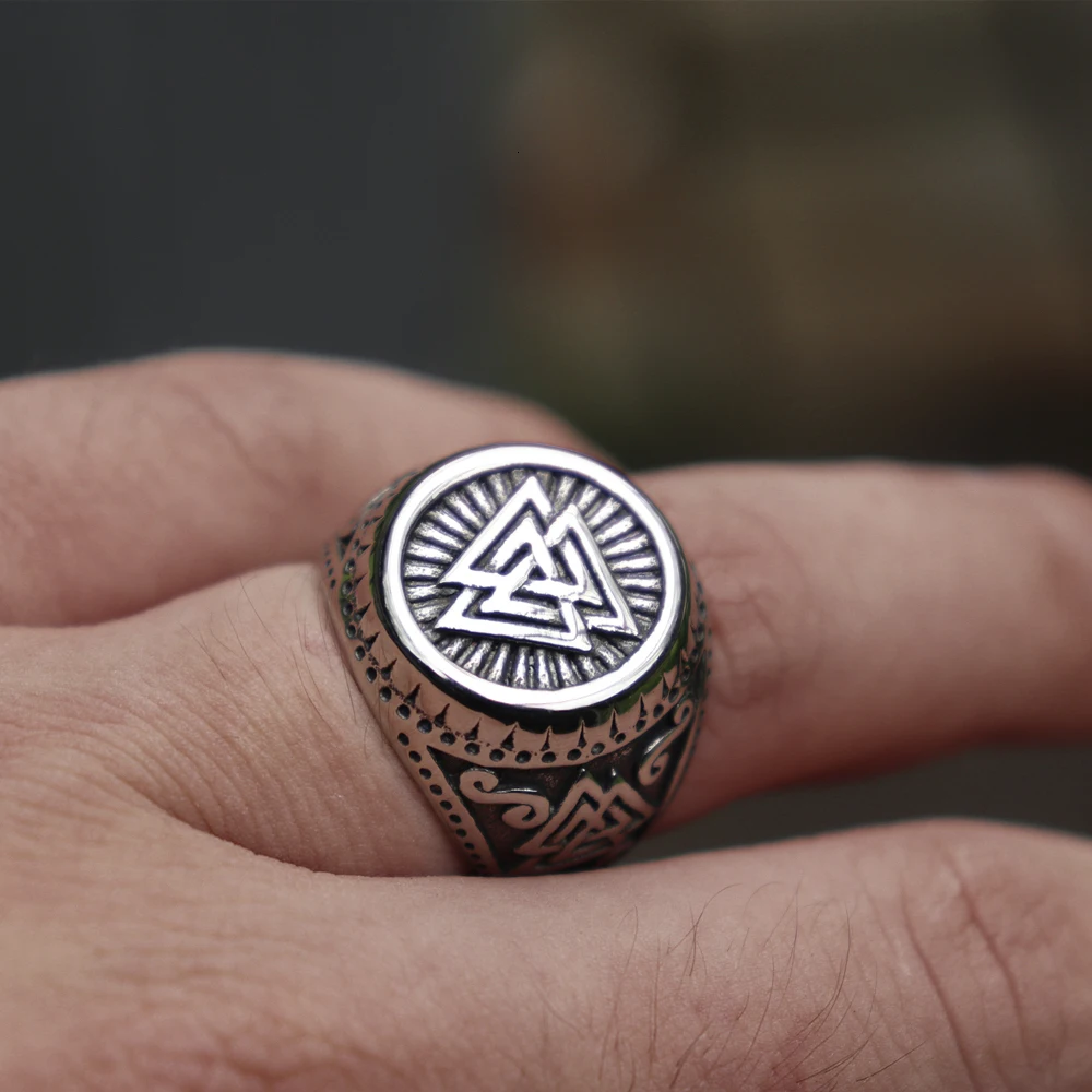 Мужское кольцо Viking из нержавеющей стали Valknut Norse стиль Odin руны кольца-Амулеты серебряные ювелирные изделия Norse