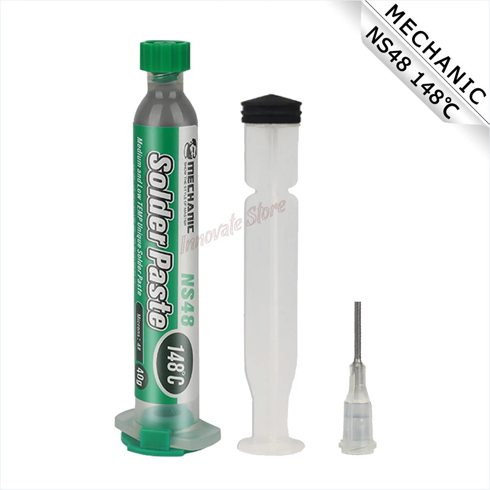 

Solder Paste MECHANIC NS48 148℃ Medium Low Temperature CPU Middle Layer Bonding Of Apple Phone Syringe Solder Paste