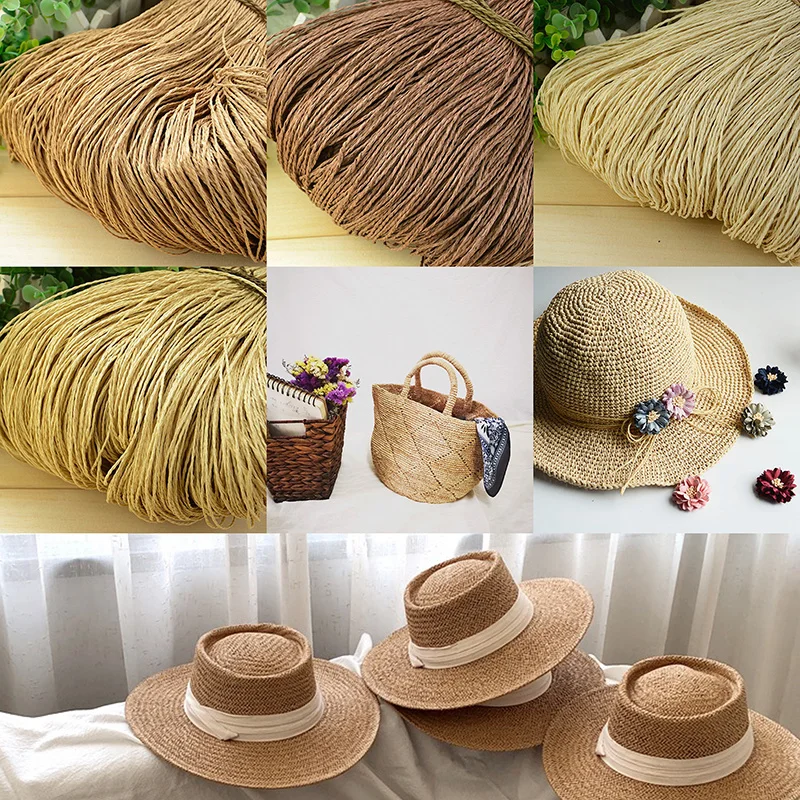 

500g Natural Raffia Yarn Crochet Summer Paper Straw Threads Handcrafts For DIY Knitting Hat Handbag Purse Basket Rattan Material