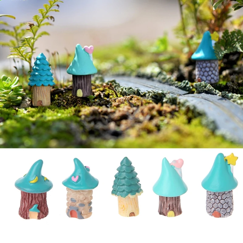 

G2AA 1Pc Resin House Fairy Garden Miniatures Micro Cottage Landscape DIY Decorations