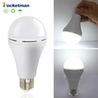 Светодиодная лампа E27, 9 Вт, 12 Вт, 15 Вт, 18 Вт, аварийное освещение, 110 В, 220 В, перезаряжаемая аккумуляторная лампа для внутреннего освещения, освещения или кемпинга