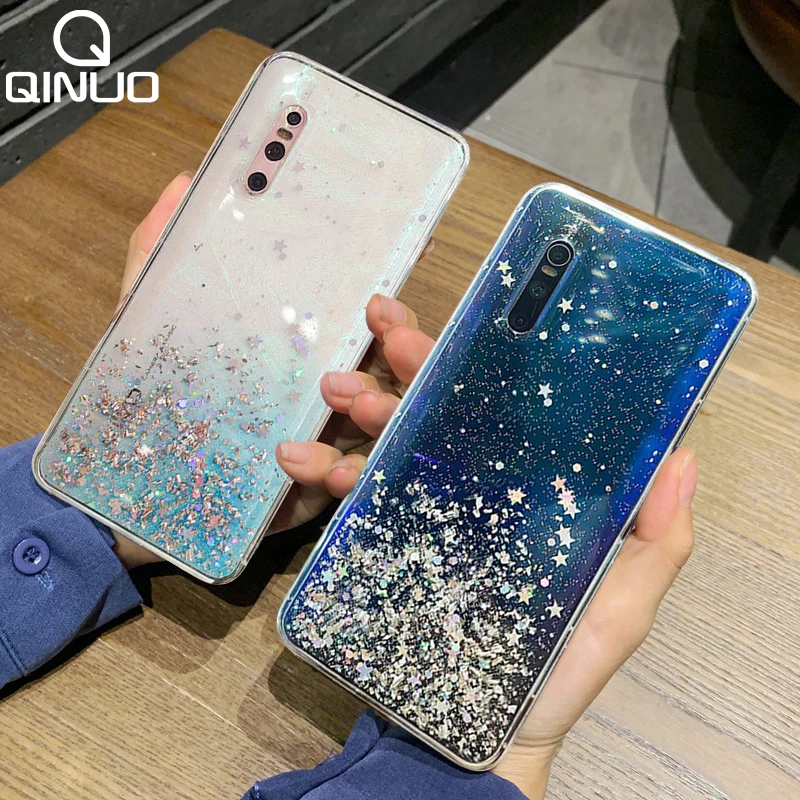 Блестящий Прозрачный чехол с блестками для Huawei P40 P30 P20 Mate Honor 20 30 Pro 10i 10 i 9 Lite 8X P Smart