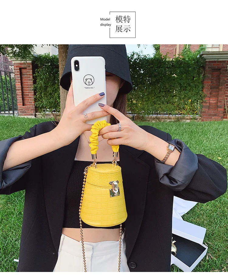 

Women Bag new Korean fashionWoman Stone Print Korean Style Tower Shape Striped Metal Shoulder Bags Candy Color Handbag