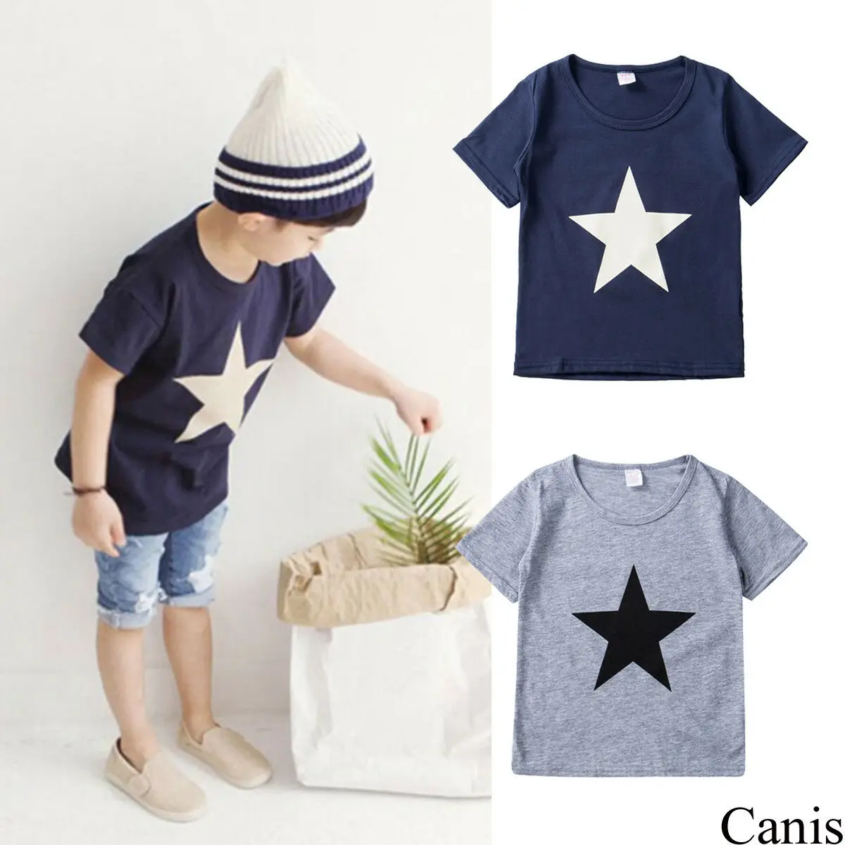 Короткая футболка для маленьких мальчиков и девочек с принтом звезды блузка