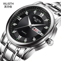 wlisth 2019 fashion men women quartz watch steel wrist business dress gift watches date waterproof crystals silver couple clock