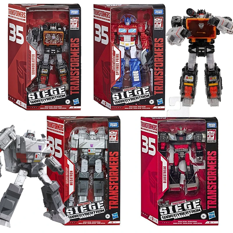 

Transformer War for Cybertron Deluxe Class 35Th Anniversary Soundblaster Bluestreak Optimus Prime Megatron Action Robot Toy