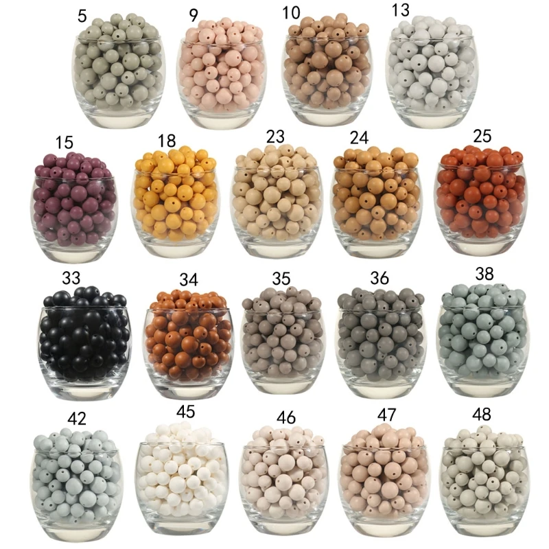 

Silicone Beads 20Pcs Food Grade Silicone 12/15MM Nursing Silicone Teething Bead In Baby Teethers Necklace DIY