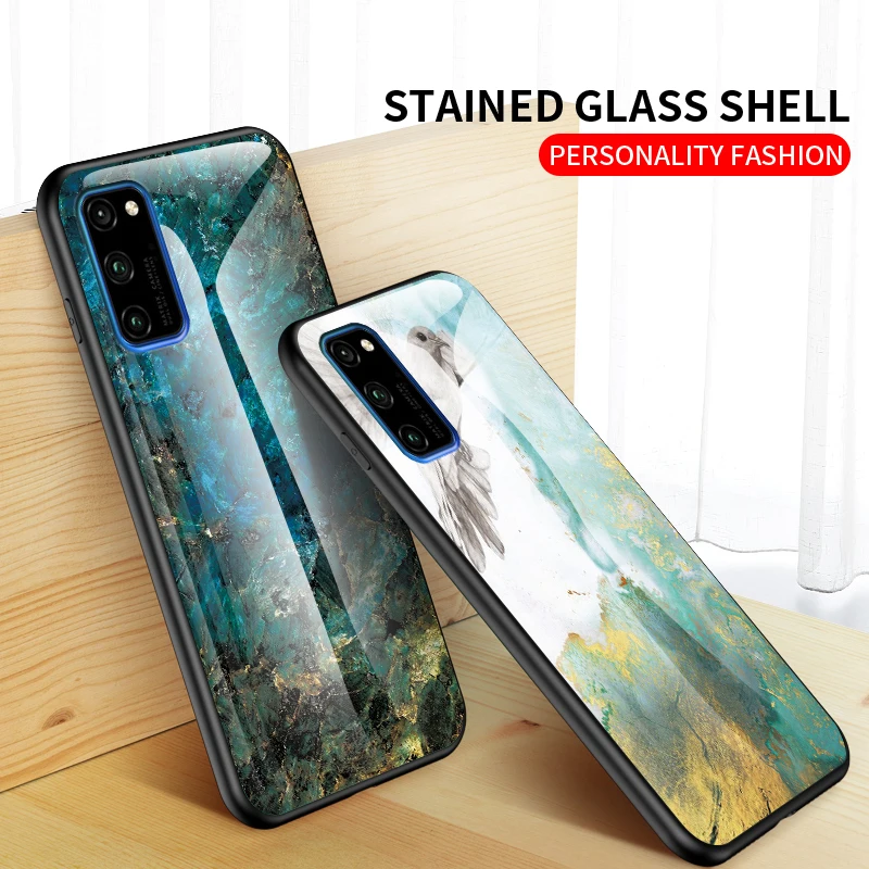 Чехол для huawei V30 Pro роскошное Мраморное стекло мягкая силиконовая рамка Твердый