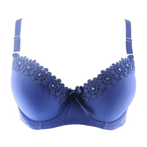 Beauwear, сексуальный бюстгальтер с мягкими чашечками, глубокий v-образный вырез, пуш-ап, бюстгальтеры для женщин, бюстгальтер, цветочный кружевной Бескаркасный бюстгальтер, сексуальное нижнее белье черного цвета - Цвет: Blue