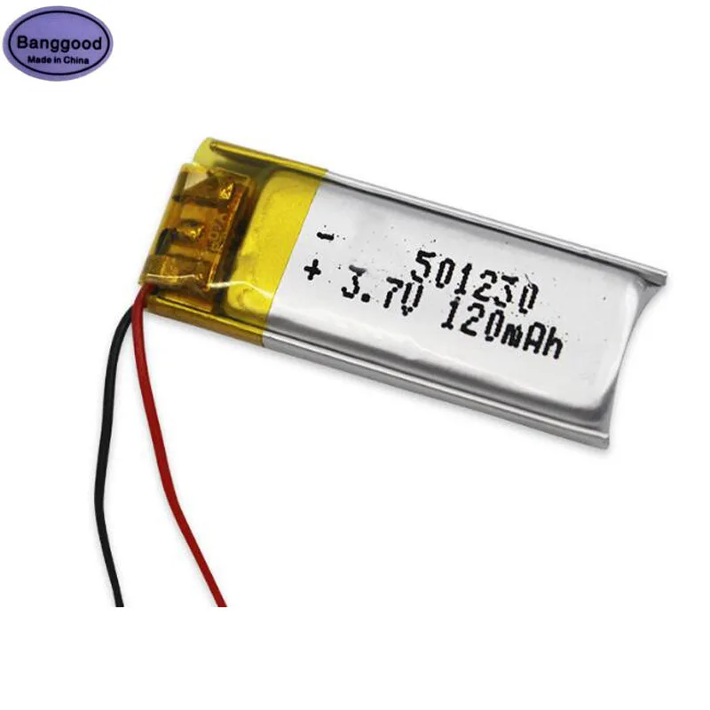 

3.7V 120mAh 501230 051230 Lipo Polymer Lithium Rechargeable Li-ion Battery Cells for GPS Camera Bluetooth MP4 MP5 Electric Toys