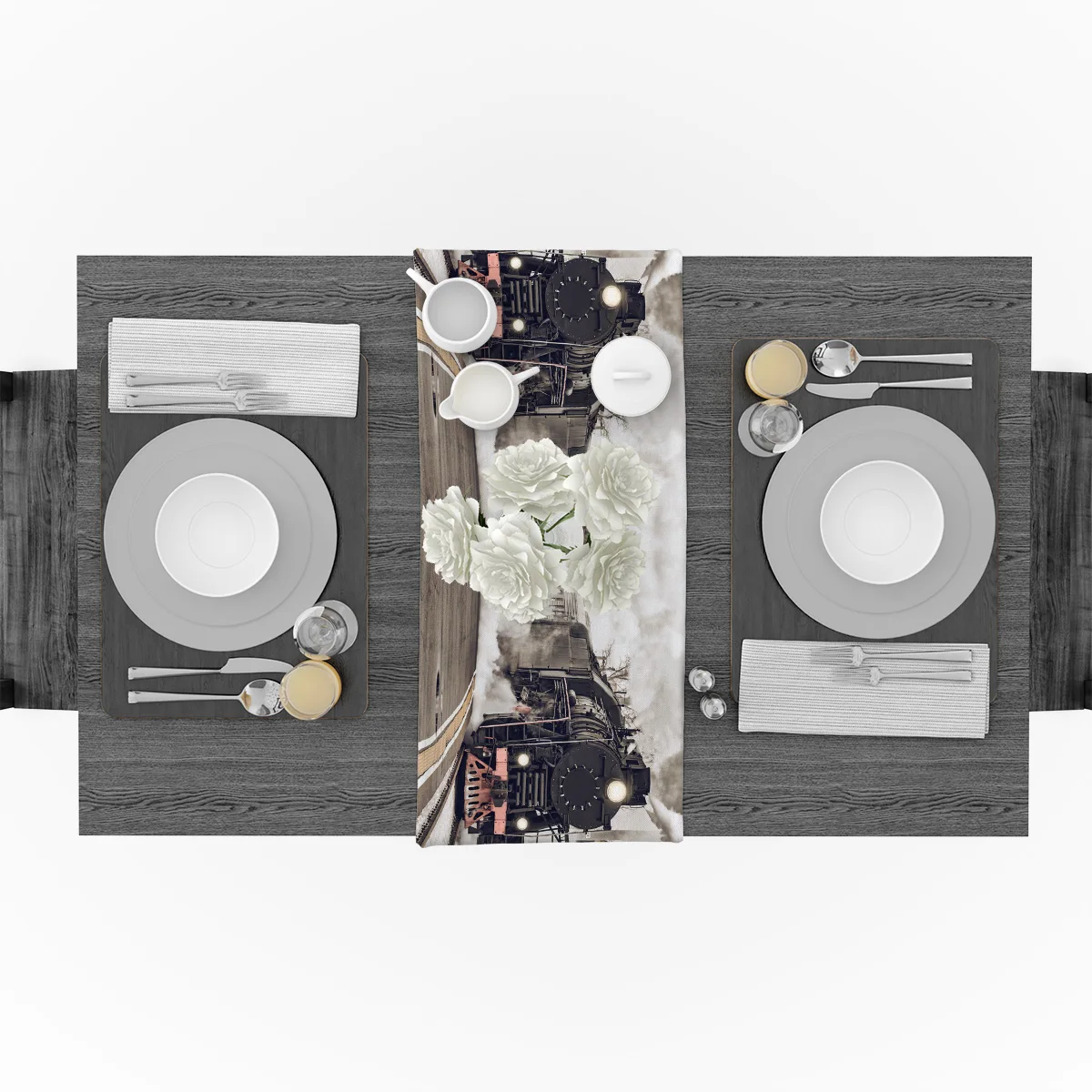 The Steam Age Of Old Trains Table Runners Modern Kitchen Decor Flag Tablecloth Placemat Hotel Home Runner | Дом и сад