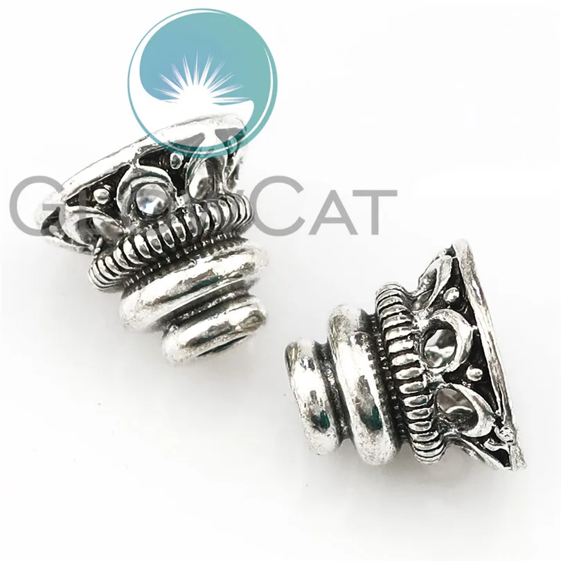 5 шт. ожерелье шнур наконечники античное серебряное покрытие цветок конусные