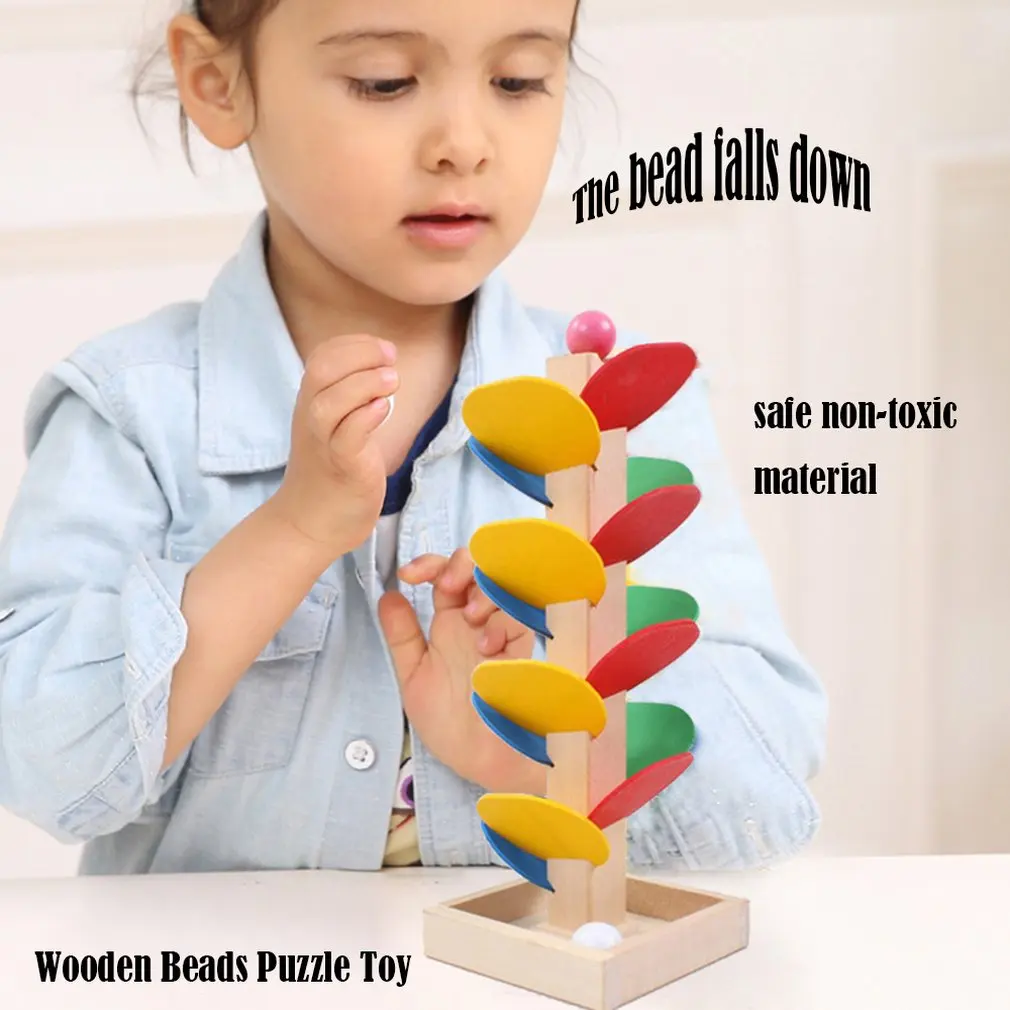 Pelota de canicas con &Aacute;rbol de madera para ni&ntilde;os y beb&eacute;s, juguete educativo para edades tempranas, bloques de juguete educativo Montessori-2
