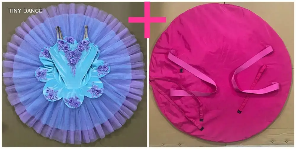 Aqua Blue балетная пачка бархатный лиф с Mauve 7 слоев плиссированные тюлевые балетное с юбкой пачкой пачка для выступлений костюмы BLL140 - Цвет: tutu and pink bag