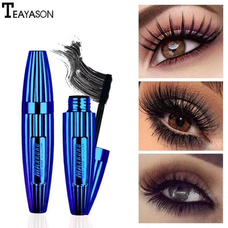 

TEAYASON 4D Silk Fiber Eyelashes Lengthening Mascara Waterproof Lasting Lash Black Eyelashes Extension Mascara Big Eyes TSLM1