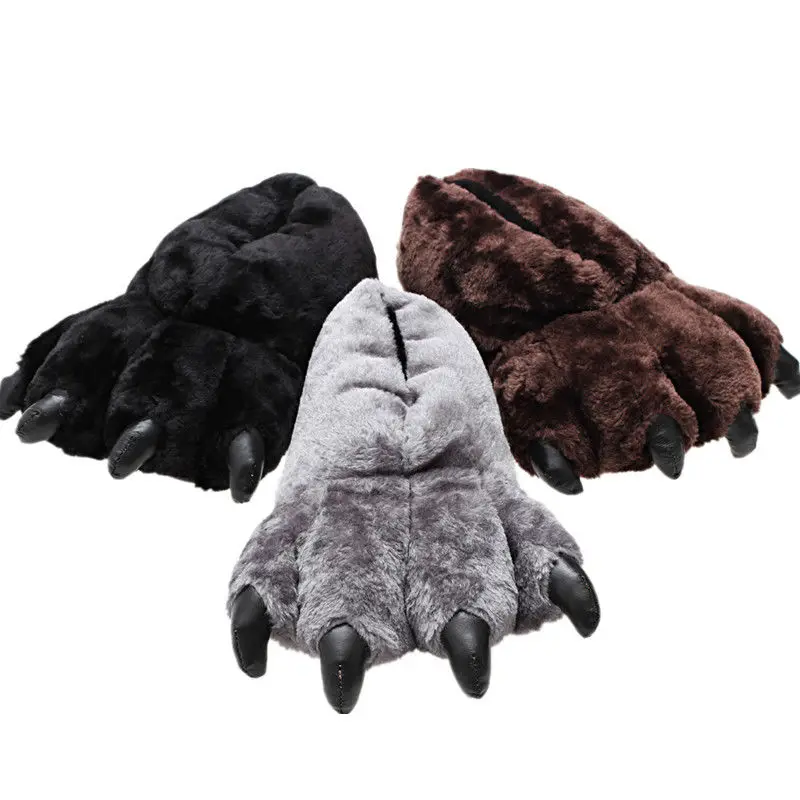 

Unisex Chunky Bigfoot Shoes Women's Bear Paw Slippers Couples Male Slipper Home Indoor Furry Slides Size 35-43 Women's Shoes