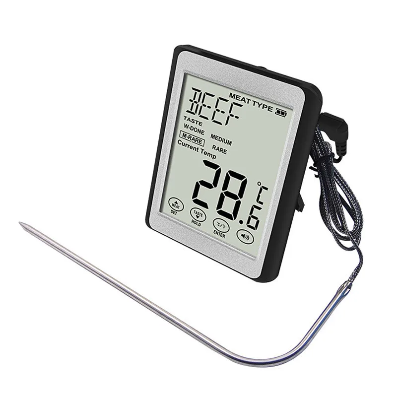 

CH-210 Touch Digital BBQ Thermometer Cooking Meat Food Oven Grilling Smoker Kitchen Probe Temperature Meter Timer Backlit Alarm