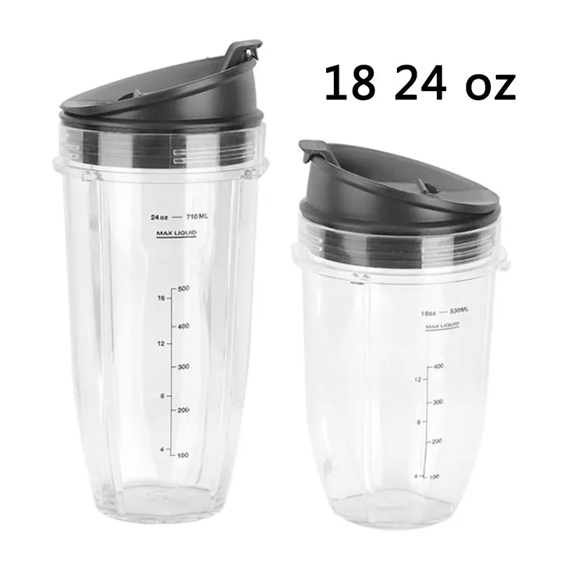 18 24 oz Ounce Cup with Sip N Seal Lids Spare Replacement Parts Accessories for Nutri Ninja Auto-iQ and Duo Blenders Juicer