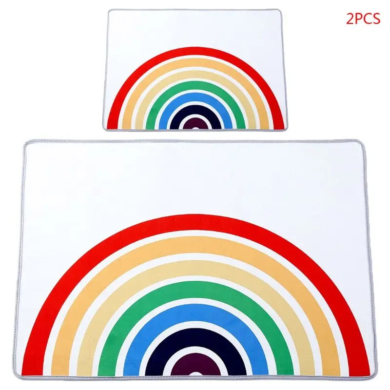 

C5AF 2Pcs Kids Room Rainbow Carpet Crawling Pad Non-slip Baby Play Mat Game Rug Decor