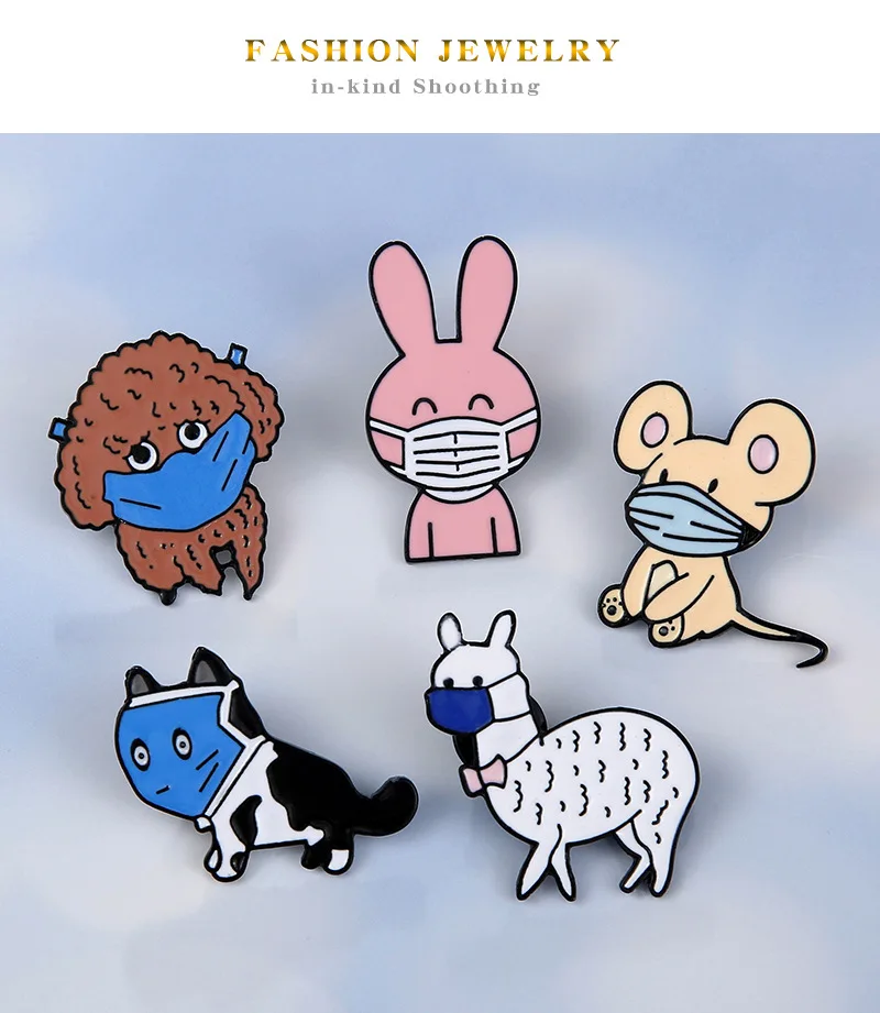 Эмалированный значок в виде мультяшных животных для кошек собак кроликов крыса