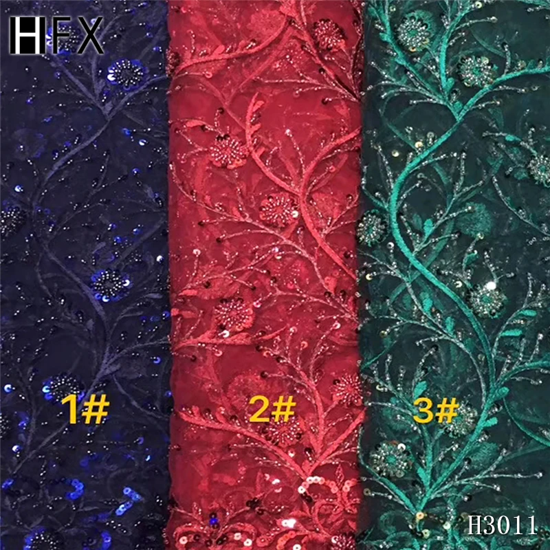 HFX африканская кружевная ткань 2020 Высокое качество 3D Ручная работа Тяжелая
