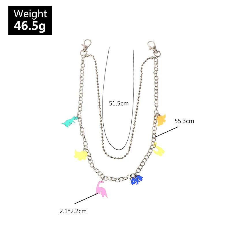 Двойной Слои панк хип-хоп брюки цепью пояс брелок Мода красочные подвеска в виде