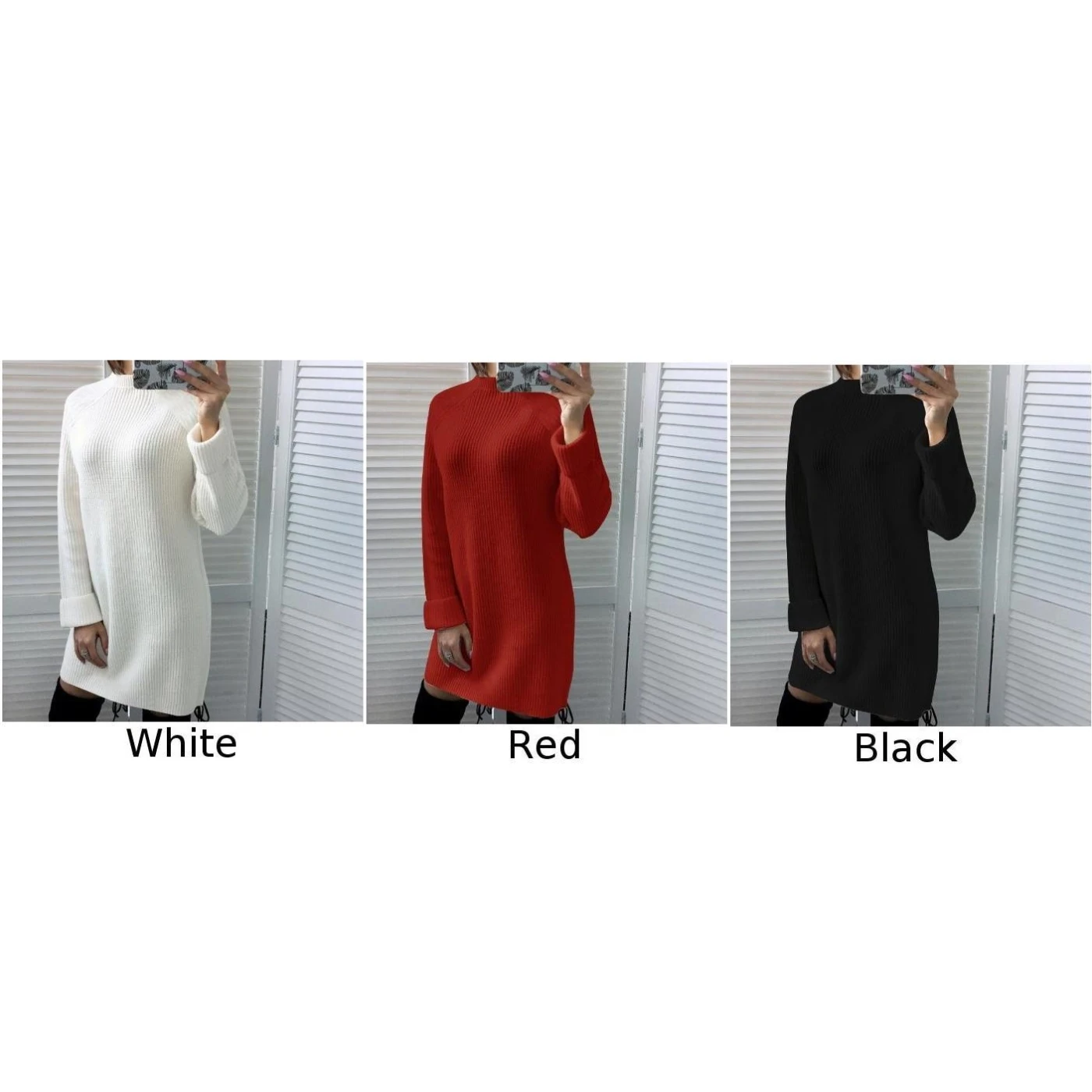 Для женщин Вязание платье сексуальный однотонный осень зима с высоким