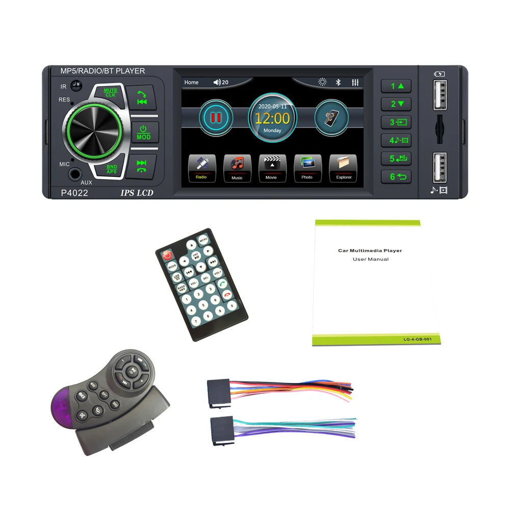 

1 Din Car MP5 Player FM Stereo Bluetooth Radio MP5 Player Supports External Plug Rear View Function Car Stereo