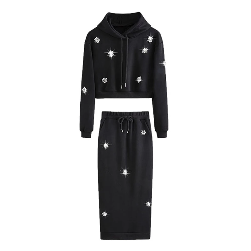 Возможно U женский черный пуловер с капюшоном и длинными рукавами средней длины