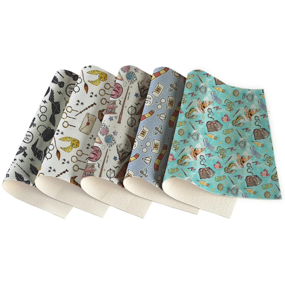 

Litchi Fabric Synthetic Leather Movie Magic Printed For Cartoon DIY Bow Toy Craft Handmade 30X136CM