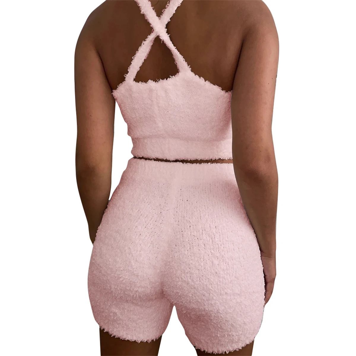 

2020 Fashion Solid Color Sleeveless Crop Top + Shorts Set Summer Homewear Casual Sportwear Outfit Set