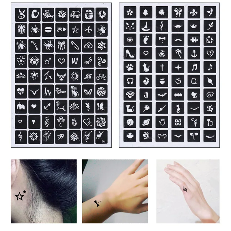 Татуировки трафареты для аэрографии Шаблоны хны татуировки тела дизайнерские